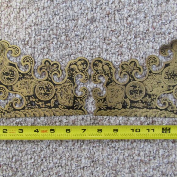 🌟 Vintage Pair Chinese Fú Lù Shòu Gilded Metal Cabinet Hardware Mounts 🌟 - Picture 5 of 5